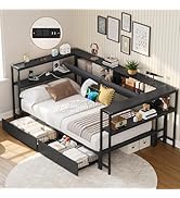Amazon.com: DICTAC Twin Corner Bed Frame with 2 Drawers and